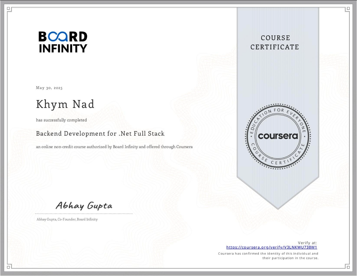 Backend Development Certificate